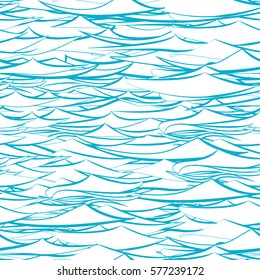 Seamless wave hand-drawn pattern, waves background (seamlessly tiling).Can be used for wallpaper, pattern fills, web page background,surface textures. Adult Coloring. Gorgeous seamless wave background