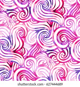 Seamless wave hand-drawn pattern, waves background.Can be used for wallpaper, pattern fills, web page background,surface textures.