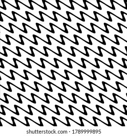 Seamless wave line patterns.Black and white background. Repeat design for decor, fabric, print