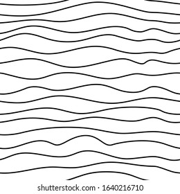 Seamless wave lines pattern. Wavy wiggly black horizontal zigzag line with edge. Frame underlines stroke set. Vector illustration lines isolated on white