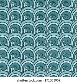 Seamless wave pattern. Abstract sea background.