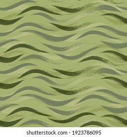Patrón de ondas sin soldadura, impresión animal, fondo vectorial moderno. Icono de pincel ondulado, líneas de pintura de grunge de cebra, ilustración de acuarela abstracta de tigre