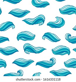 Seamless wave pattern. Background with sea, river or water texture. Wavy striped abstract fur or hair.