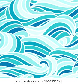 Seamless wave pattern. Background with sea, river or water texture. Wavy striped abstract fur or hair.