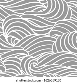 Seamless wave pattern. Background with sea, river or water texture. Wavy striped abstract fur or hair.