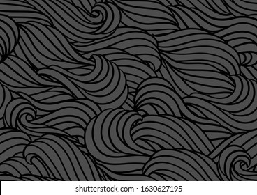Seamless wave pattern. Background with sea, river or water texture. Wavy striped abstract fur or hair.