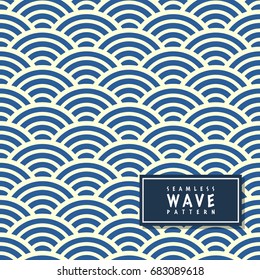 Seamless wave pattern in blue background.Ocean wave pattern in simple style background.
