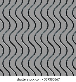 Seamless Wave Pattern. Curved Shapes Background. Regular Gray Texture