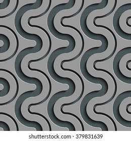 Seamless Wave Pattern. Curved Shapes Background. Regular Gray Texture
