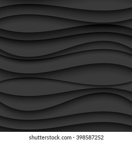 Seamless Wave Pattern. Curved Shapes Background. Regular Black wave Texture