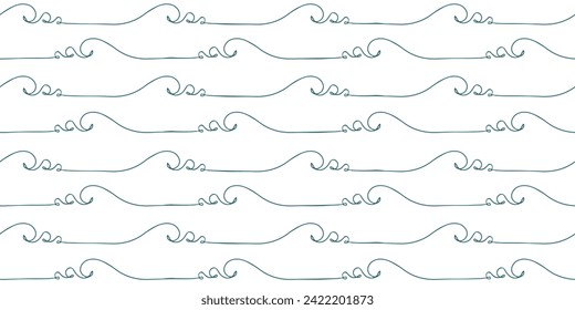 Seamless wave pattern drawn with one continuous line. Vector line art loopable pattern for invitations, cards, print on fabric, wallpapers, scrapbooking, wrapping paper and textile products.