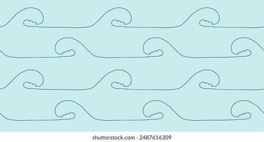 Patrón de onda sin fisuras dibujado con una línea continua. Vector de línea de arte patrón en bucle para invitaciones, tarjetas, impresión en tela, Fondos de pantalla, scrapbooking, papel de embalaje y productos textiles.