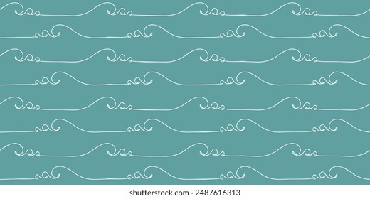 Seamless wave pattern drawn with one continuous line. Vector line art loopable pattern for invitations, cards, print on fabric, wallpapers, scrapbooking, wrapping paper and textile products.