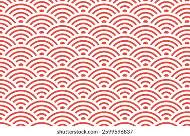 A seamless wave pattern featuring concentric arcs forming layered semicircles. This geometric design offers a balanced and decorative look, ideal for textiles, wallpapers, and graphic projects.