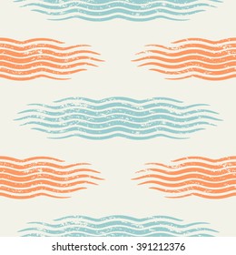 Seamless wave pattern with grunge texture. Vector.