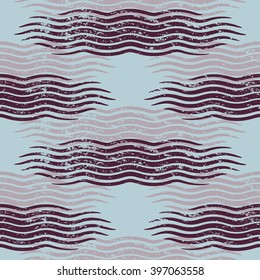 Seamless wave pattern with grunge texture. Vector.