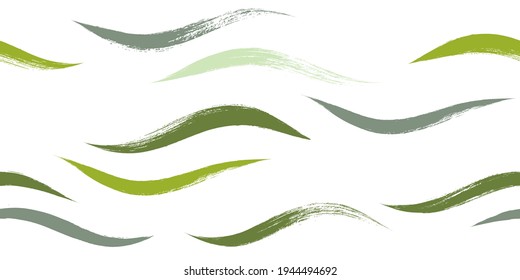 Seamless Wave Pattern, Hand drawn water sea modern vector background. Wavy beach brush stroke, curly grunge paint lines, watercolor illustration