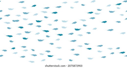 Seamless Wave Pattern, Hand drawn cute water vector background. Watercolor sea brush smears, baby paint lines design