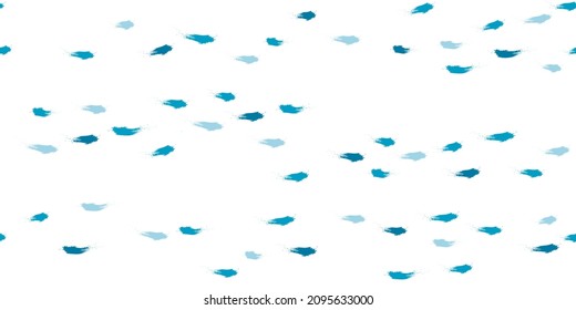 Seamless Wave Pattern, Hand drawn cute water vector background. Watercolor sea brush smears, baby paint lines design