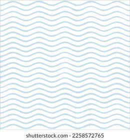 Seamless Wave Pattern, Hand drawn water sea vector background. Wavy beach print, curly grunge paint lines, watercolor illustration