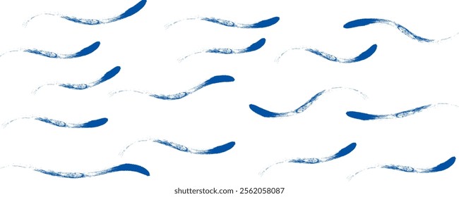 Seamless Wave Pattern, Hand drawn water sea modern vector background. Wavy beach brush stroke, curly grunge paint lines, 