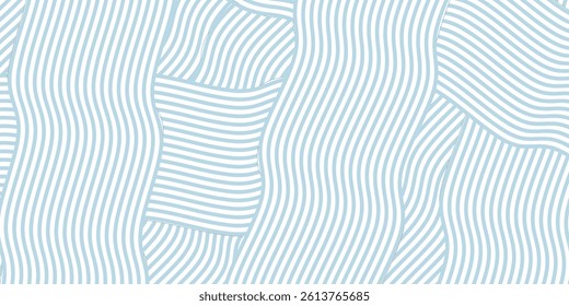 Seamless Wave Pattern, Hand drawn water sea vector background. Wavy beach print, curly grunge paint lines, watercolor stripes eps 10