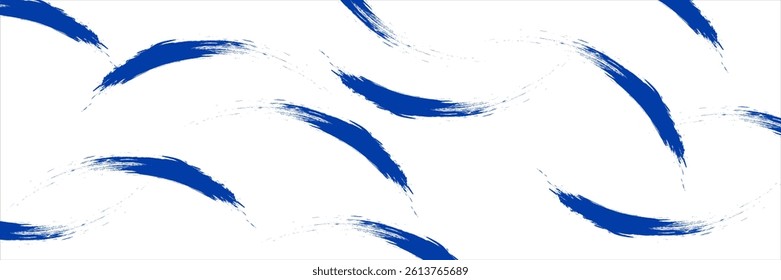 Seamless Wave Pattern, Hand drawn water sea modern vector background. Wavy beach brush stroke, curly grunge paint lines, Japan style watercolor illustration