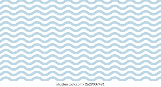 Seamless Wave Pattern, Hand drawn water sea vector background. Wavy beach print, curly grunge paint lines, watercolor stripes