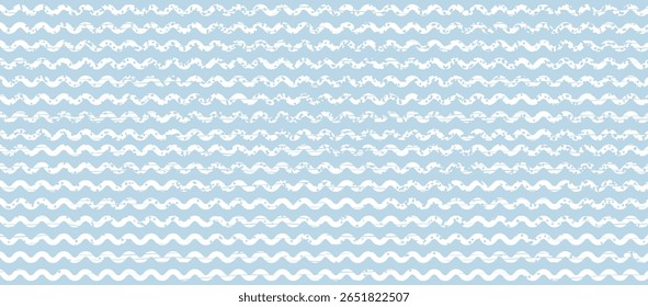 Seamless Wave Pattern, Hand drawn water sea vector background. Wavy beach print, curly grunge paint lines