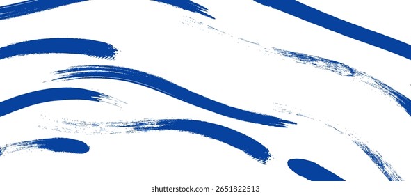 Seamless Wave Pattern, Hand drawn water sea modern vector background. Wavy beach brush stroke, curly grunge paint lines, Japan style watercolor illustration