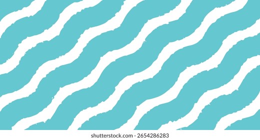 Seamless Wave Pattern, Hand drawn water sea vector background. Wavy beach print, curly grunge paint lines, watercolor stripes eps10.