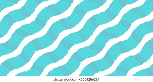 Seamless Wave Pattern, Hand drawn water sea vector background. Wavy beach print, curly grunge paint lines, watercolor stripes eps10.