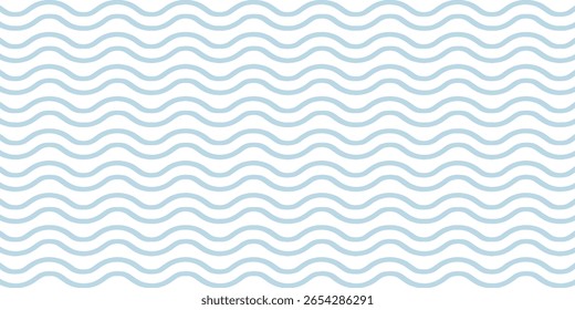 Seamless Wave Pattern, Hand drawn water sea vector background. Wavy beach print, curly grunge paint lines, watercolor stripes
