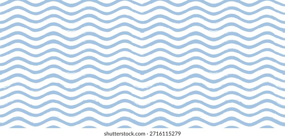 Patrón de onda sin fisuras, fondo de Vector de mar de agua dibujado a mano. Estampado de playa ondulado, líneas de pintura grunge rizado, rayas de acuarela