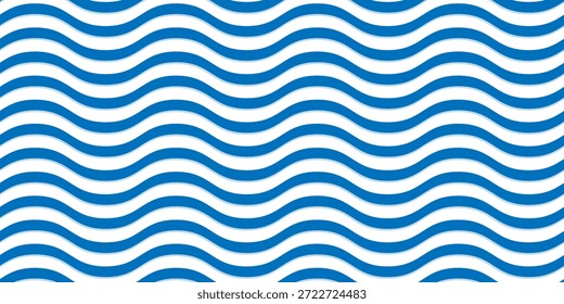 Seamless Wave Pattern, Hand drawn water sea vector background. Wavy beach print, curly grunge paint lines, watercolor stripes