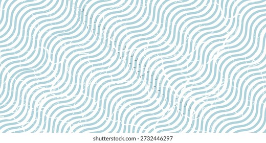 Seamless Wave Pattern, Hand drawn water sea vector background. Wavy beach print, curly grunge paint lines, 