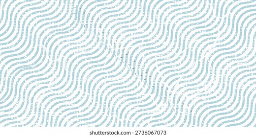 Seamless Wave Pattern, Hand drawn water sea vector background. Wavy beach print, curly grunge paint lines, 