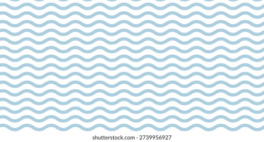 Seamless Wave Pattern, Hand drawn water sea vector background. Wavy beach print, curly grunge paint lines, 