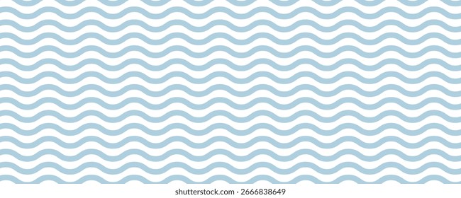 Seamless Wave Pattern  Hand-drawn ocean water vector background. Wavy beach. Curly paint lines.