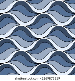 Seamless wave pattern. Striped texture with many lines. Abstract modern print for fabric, textiles, wrapping paper. Vector illustration