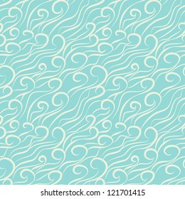 Seamless wave pattern. Texture with stylized waves. Repeating sea background