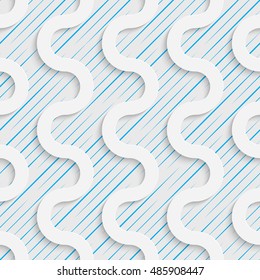 Seamless Wave Pattern. Vector Abstract Modern Design. White and Blue  Geometric Background.
