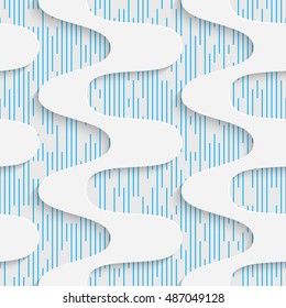 Seamless Wave Pattern. Vector Abstract Modern Design. White and Blue  Geometric Background.