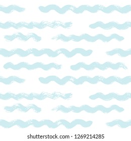Seamless Wave Pattern vector background, Abstract water sea modern illustration. wavy brush stroke, curly grunge paint lines