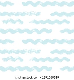 Seamless Wave Pattern vector background, Abstract water sea modern illustration. wavy brush stroke, curly grunge paint lines