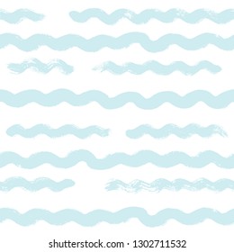 Seamless Wave Pattern vector background, Abstract water sea modern illustration. wavy brush stroke, curly grunge paint lines
