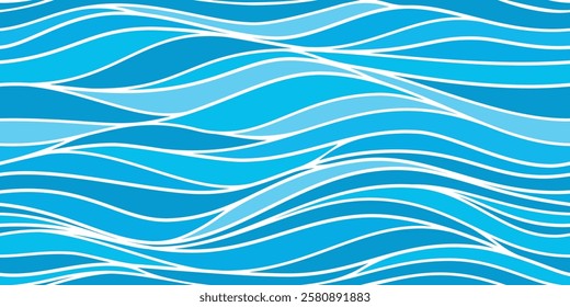 Seamless wave pattern. Water waves. Wavy lines