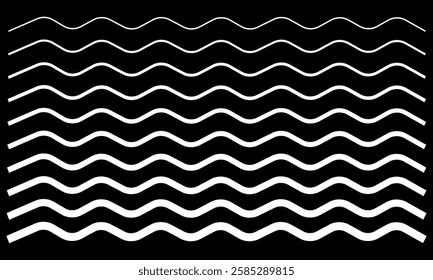 Seamless wave pattern. Water waves line black background. Vector zigzag and wavy horizontal underline. squiggle simple backdrop stripes element repeated image clip art. vector illustration. EPS 10 66
