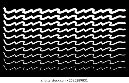 Seamless wave pattern. Water waves line black background. Vector zigzag and wavy horizontal underline. squiggle simple backdrop stripes element repeated image clip art. vector illustration. EPS 10 66