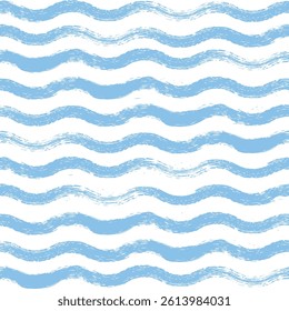 Seamless wave pattern. Wavy grunge brush stroke. Hand drawn water sea vector background. 